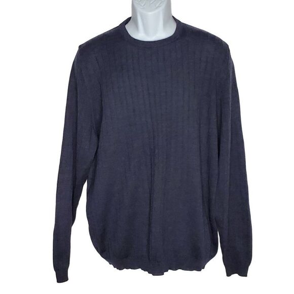 Brooks Brothers 346 Ribbed Fine Merino Wool Sweater L Light Weight Blue - Picture 1 of 5
